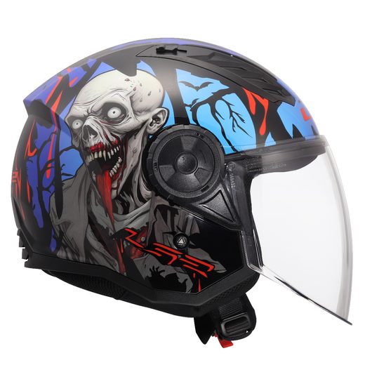 LS2 HELMETS LS2 OF616 AIRFLOW II ZOMBIE II BLACK RED BLUE-06
