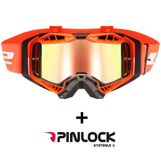LS2 HELMETS LS2 AURA PRO GOGGLE BLACK ORANGE WITH IRIDIUM VISOR