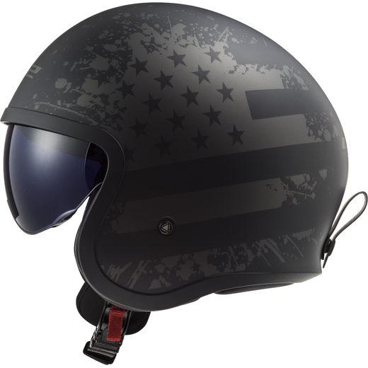 LS2 HELMETS LS2 OF599 SPITFIRE II MATT BLACK FLAG-06