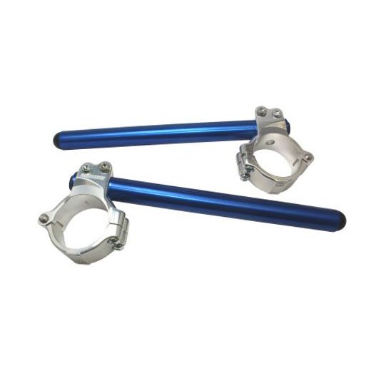 ALUMINIUM-FORGED CLIP-ONS ACCOSSATO WITH METAL CLAMP COMPOSED OF 2 HALF-RINGS 10 DEGREES INCLINATION, BLUE