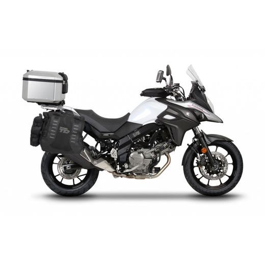 KOMPLETNÍ SADA SEDLOVÝCH BRAŠEN SHAD TERRA TR40 A HLINÍKOVÉHO 48L TOPCASE, VČETNĚ MONTÁŽNÍ SADY SHAD SUZUKI DL 650 V-STROM