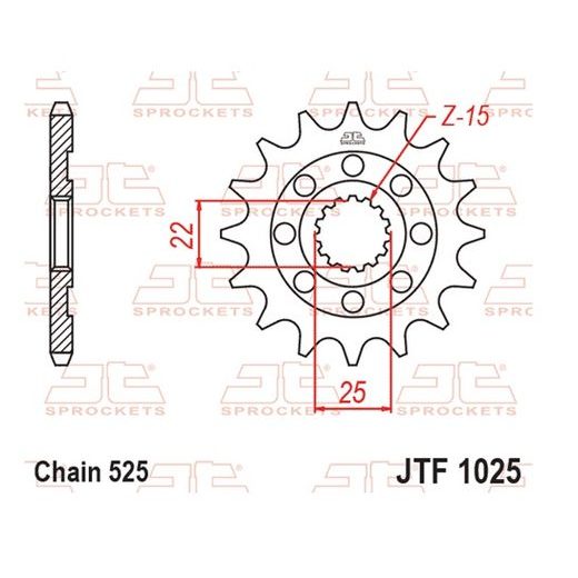 ŘETĚZOVÉ KOLEČKO JT JTF 1025-15 15 ZUBŮ, 525