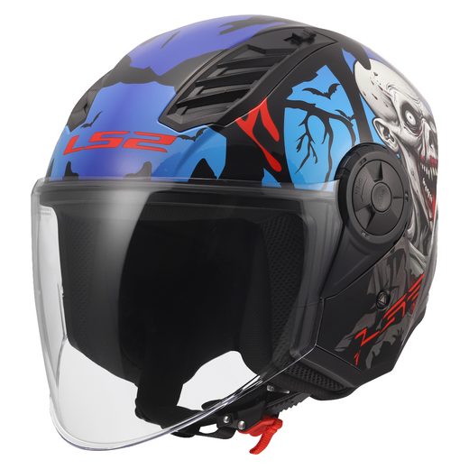 LS2 HELMETS LS2 OF616 AIRFLOW II ZOMBIE II BLACK RED BLUE-06