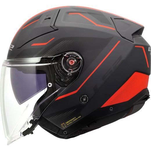 LS2 HELMETS LS2 OF603 INFINITY II VEYRON BLACK GREY RED-06