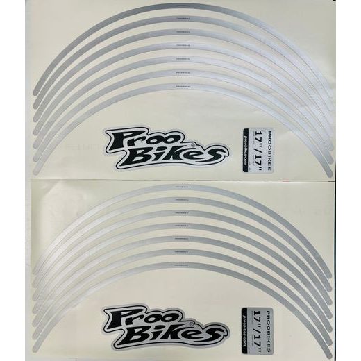 PROOBIKES POLEPY RÁFKŮ SADA PŘEDNÍ + ZADNÍ SILVER