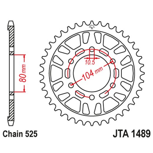 HLINÍKOVÁ ŘETĚZOVÁ ROZETA JT JTA 1489-44BLK 44 ZUBŮ, 525 ČERNÁ