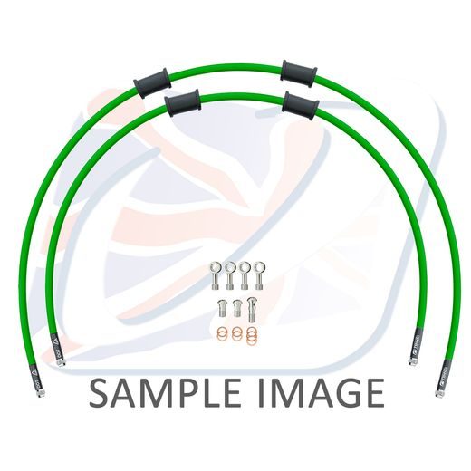 RACE HADICE PŘEDNÍ BRZDY SADA VENHILL POWERHOSEPLUS TRI-9015FS-GR (2 HADICE V SADĚ) ZELENÉ HADICE, NEREZOVÉ KONCOVKY