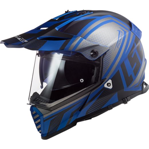 LS2 HELMETS LS2 MX436 PIONEER EVO MASTER MATT BLACK BLUE