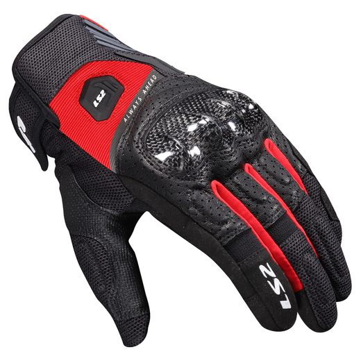 LS2 HELMETS LS2 ATOM MAN GLOVES BLACK RED