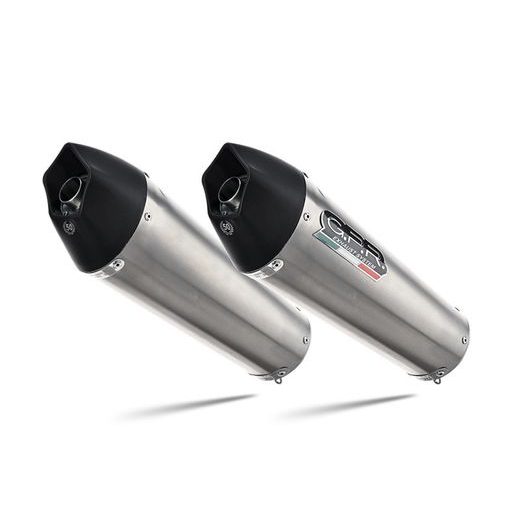 DVOJITÁ KONCOVKA VÝFUKU SLIP-ON GPR GP EVO4 E4.A.56.CAT.GPAN.TO BRUSHED TITANIUM ZAHRNUJE ODNÍMATELNÉ DB KILLERY, SPOJOVACÍ SVODY A KATALYZÁTORY