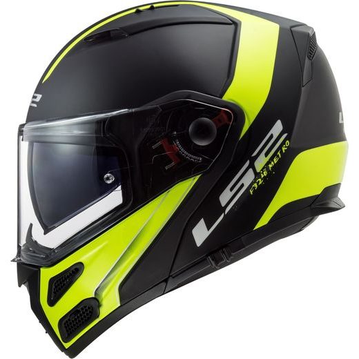 LS2 PŘILBA FF324 METRO EVO RAPID MATT BLACK/GLOSS YELLOW, FOG FIGHTER (PINLOCK)