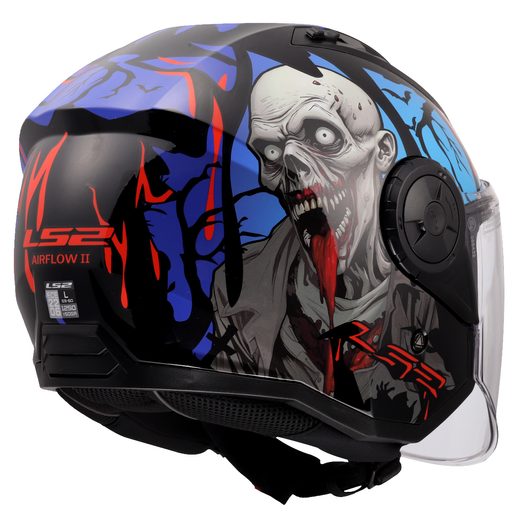 LS2 HELMETS LS2 OF616 AIRFLOW II ZOMBIE II BLACK RED BLUE-06