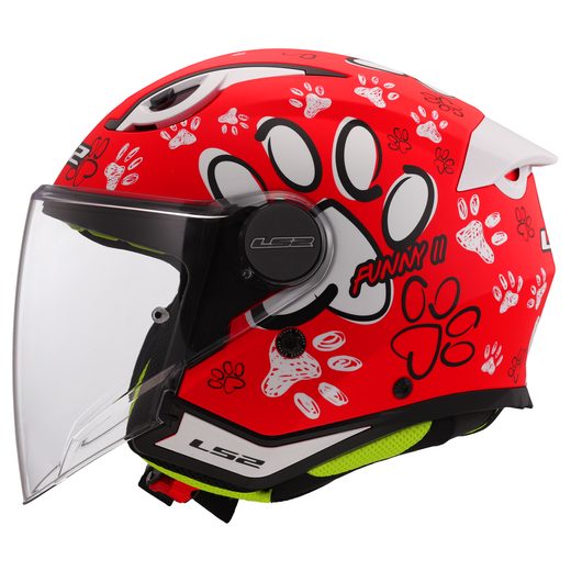 LS2 HELMETS LS2 OF622 FUNNY II PAWS RED