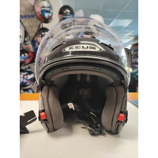 ZEUS PŘILBA ZS-611A GLOSS BLACK + ODNÍMATELNÁ BRADA