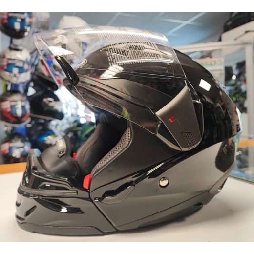 ZEUS PŘILBA ZS-611A GLOSS BLACK + ODNÍMATELNÁ BRADA