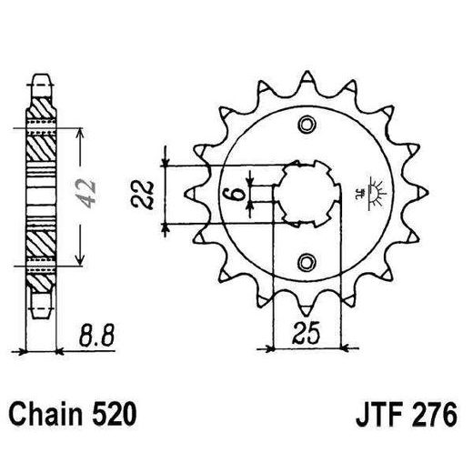 ŘETĚZOVÉ KOLEČKO JT JTF 276-15 15 ZUBŮ, 520