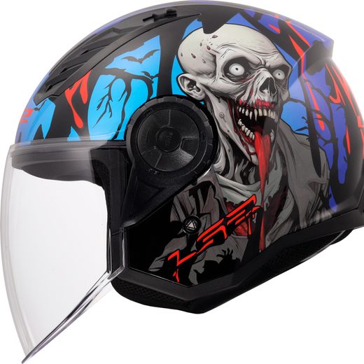 LS2 HELMETS LS2 OF616 AIRFLOW II ZOMBIE II BLACK RED BLUE-06