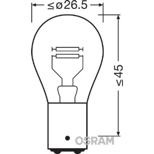 OSRAM ŽÁROVKA P21/5W (BLISTER 2 KS) 12V 5/21W BAY15D STANDARD, S PATICÍ