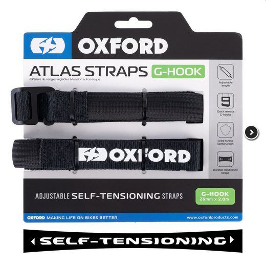 OXFORD ZAVAZADLOVÉ POPRUHY ATLAS G-HOOK 26MM X 2,0M BLACK