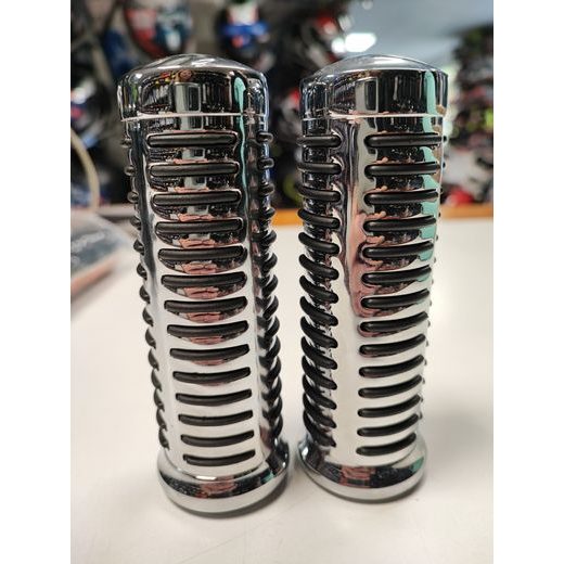 HIGHWAY HAWK RUKOJETI - GRIPY 22MM CLASSIC, CHROM/ČERNÁ 2KS