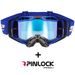 LS2 HELMETS LS2 AURA PRO GOGGLE BLACK BLUE WITH IRIDIUM VISOR