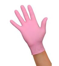 Guantes de nitrilo desechables, sin polvo ROSA 100uds. talla M