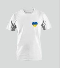 Camiseta CORAZÓN UCRANIANO PEQUEÑO blanca