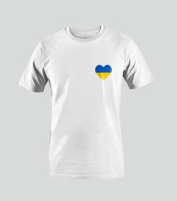 Camiseta CORAZÓN UCRANIANO PEQUEÑO blanca