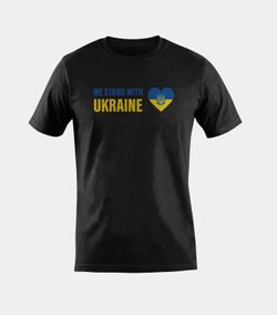 Camiseta WE STAND WITH UKRAINE corazón con tridente negra