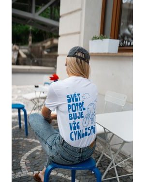 Tričko Kolo je láska Svět potřebuje víc cyklistů unisex - bílá