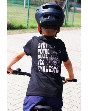 Dětské tričko Kolo je láska Svět potřebuje víc cyklistů - černá s bílym