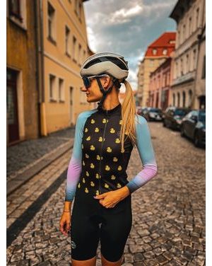 Dámský dlouhý cyklistický dres Kolo je láska Quack me if you can - černá