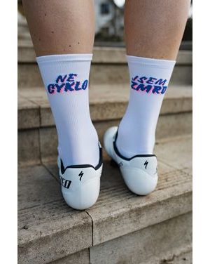 Cyklistické ponožky Bajk je láska NEjsem Cyklozmrd - biele