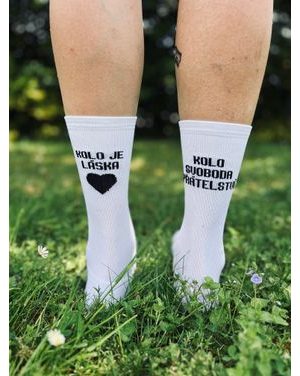 Ponožky na kolo Kolo je Láska - Kolo Svoboda - bílá