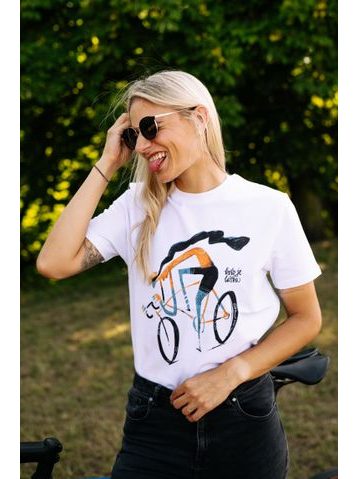 Tričko Kolo je láska Série cyklistů Královna pelotonu - unisex - bílá