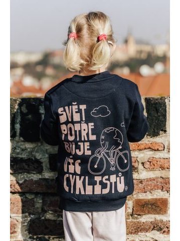 Dětská mikina Kolo je láska Svět potřebuje víc cyklistů - modrá