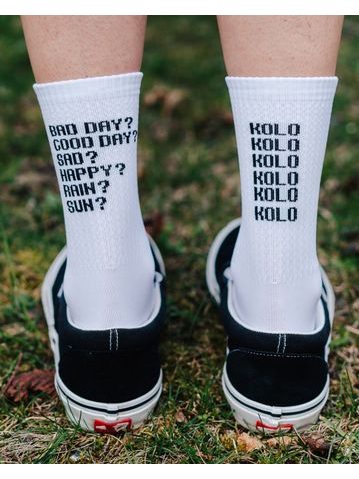 Ponožky na kolo Kolo je Láska Bad day - bílá