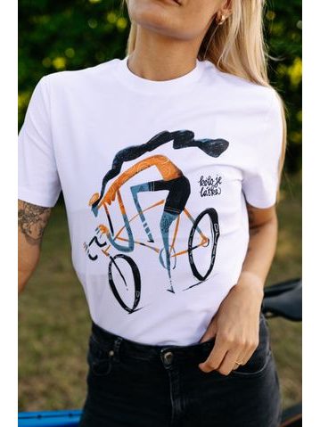 Tričko Kolo je láska Série cyklistů Královna pelotonu - unisex - bílá