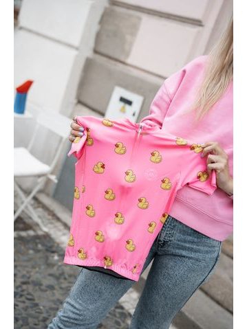 Maglia da ciclismo per bambini La bici e amore Quack me if you can - rosa