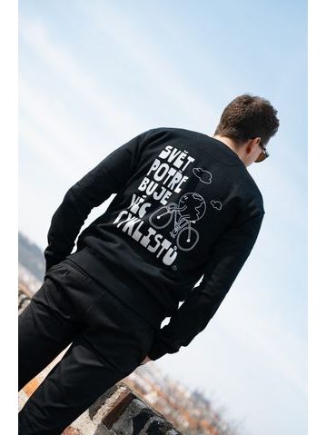 Pánská mikina Kolo je láska Svět potřebuje víc cyklistů - černá