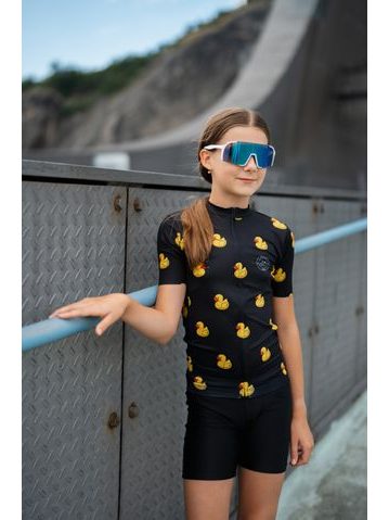 Detský cyklistický dres Bajk je láska Quack me if you can – čierny
