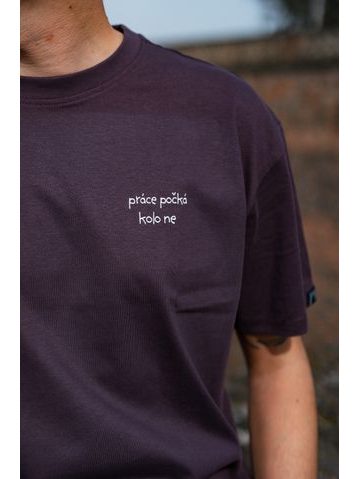 Tričko Kolo je láska Práce počká, kolo ne unisex oversize - fialová