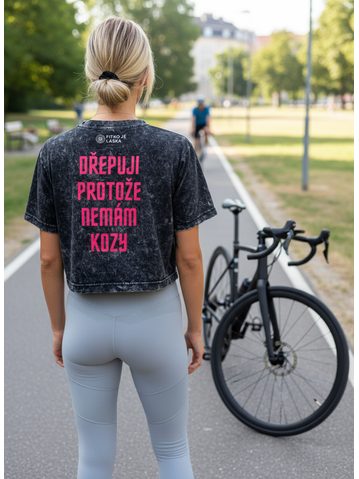 Dámské tričko Dřepuji protože nemám kozy - tmavě šedá