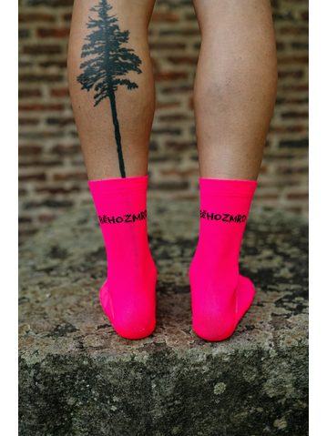 Ponožky na běhání Běh je láska Běhozmrd - neon růžová