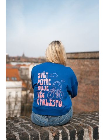Dámská mikina Kolo je láska Svět potřebuje víc cyklistů - modrá