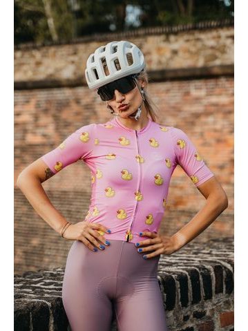 Dámský cyklistický dres Kolo je láska Quack me if you can - růžová
