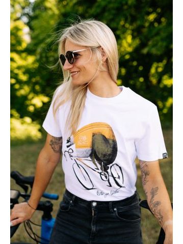 Tričko Bajk je láska Séria cyklistov Ťažká váha - unisex - biela