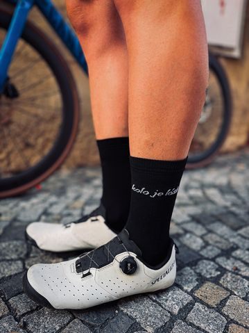 Ponožky na běhání Kolo je Láska Faster on a bike - bílá