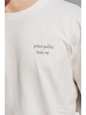 Tričko Kolo je láska Práce počká, kolo ne unisex oversize - krémová