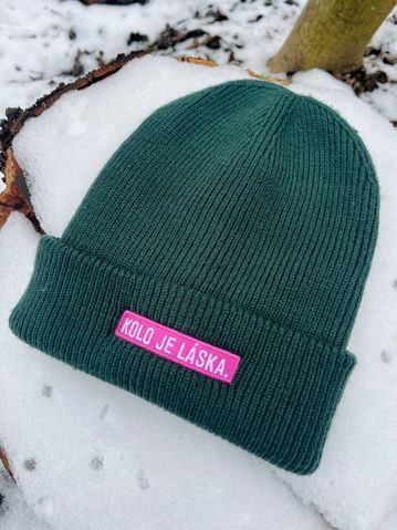 Zimní čepice Kolo je láska Pink Love - zelená